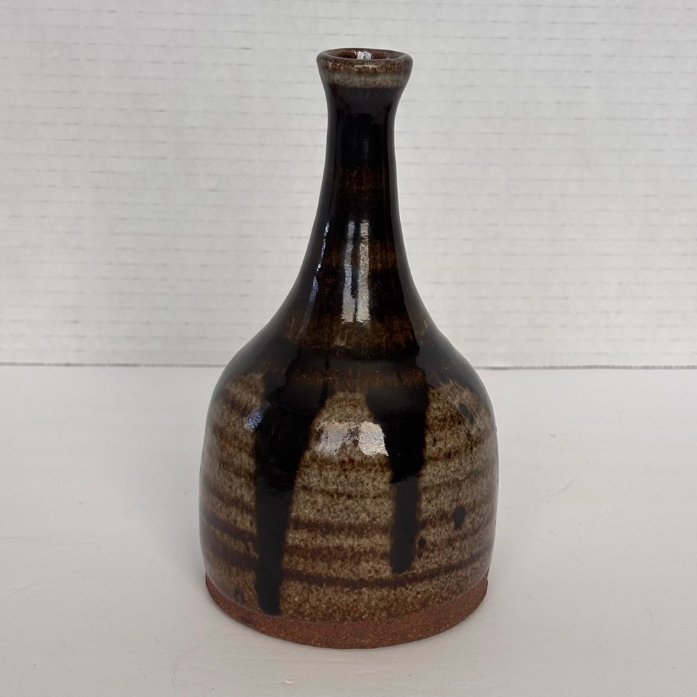 VTG, MCM, Hand Thrown Pottery, Bud Vase, Drip Glazed, Signed By Artist 6.5” - Picture 3 of 8